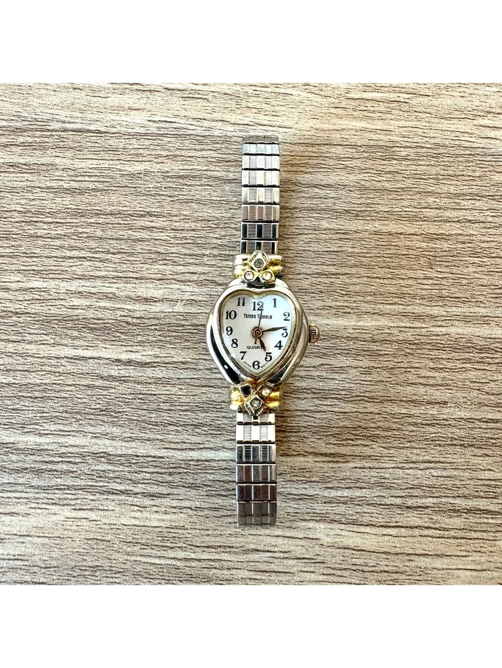 Vintage Times Square Women’s Watch Art Deco Rhinestone Silver Gold Tone Quartz
